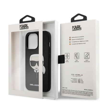Karl Lagerfeld Saffiano Ikonik Karl`s Head - Etui iPhone 13 Pro Max (czarny)